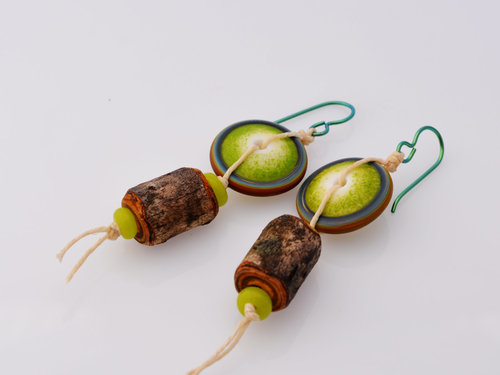 Green Woodland Earrings, copyright Honey from the Bee