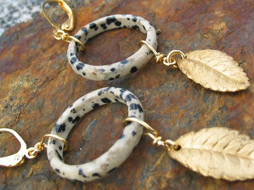 Dalmatian Stone Artisan Earrings, copyright Honey from the Bee