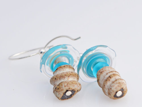 Baby Blue and White Boho Earrings, copyright Honey from the Bee