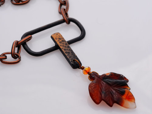 Carved Red Agate Leaf and Vintage Buckle, copyright Honey from the Bee