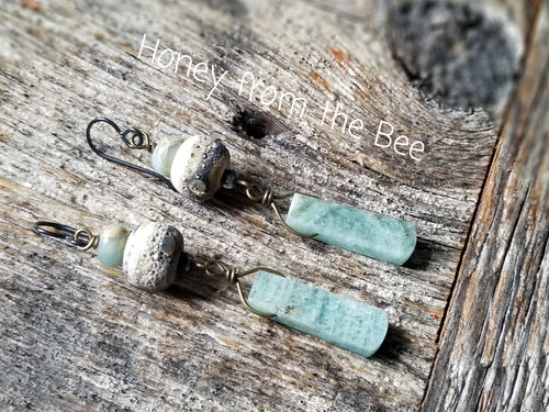 Lampwork and Aquamarine earrings