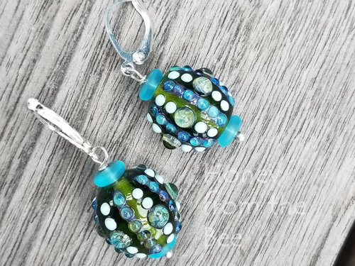 aqua and green earrings