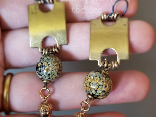 Brass acorn artisan earrings