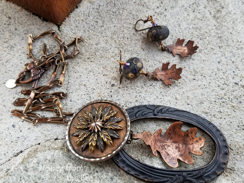 Copper Leaf necklace set