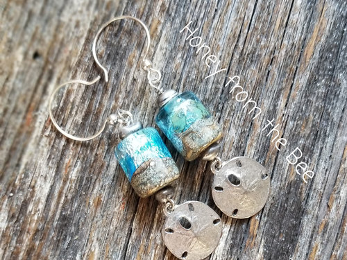 Beach lampwork earrings