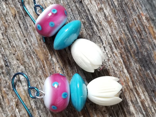 Hot pink and turquoise earrings