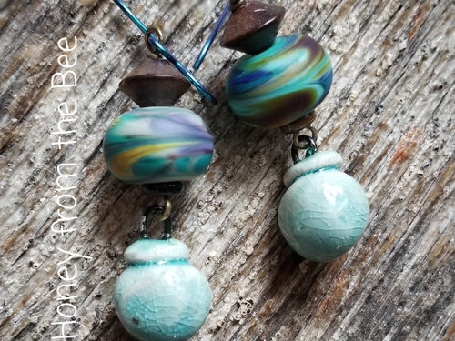 Aqua Lampwork earrings