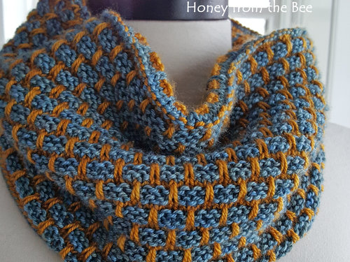 Denim hand knit cowl