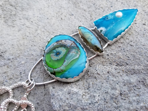 Chrysocolla and Labradorite Pendant