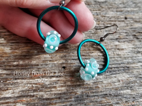 Teal hoop earrings