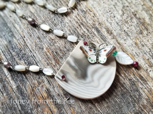 Mother of Pearl butterfly necklace