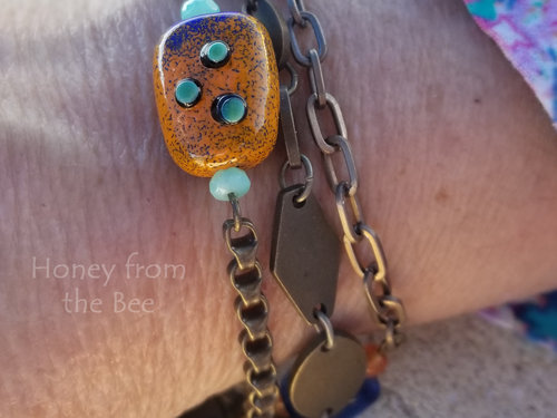 blue and orange chain bracelet