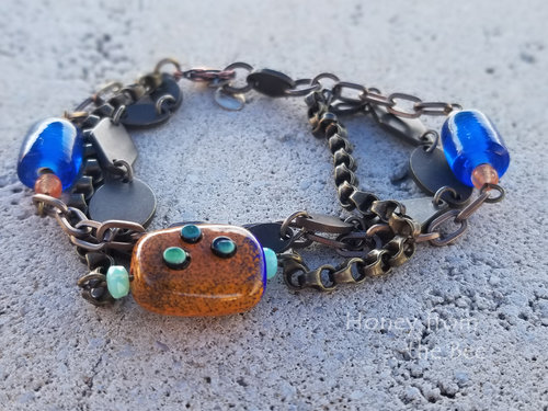 Orange and blue bracelet