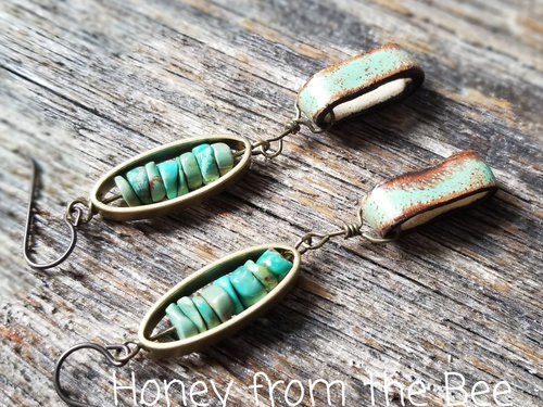 Turquoise boho earrings