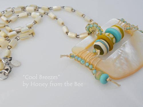 Aqua and Mother-of-pearl necklace