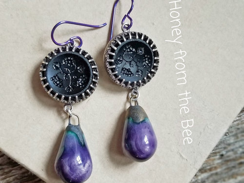Antique button earrings