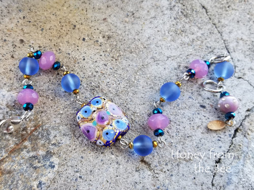 Blue and pink Impressionist bracelet