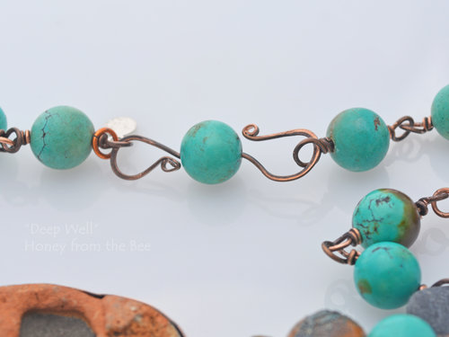 S-clasp on turquoise rosary chain