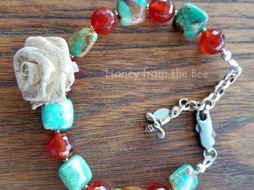 Turquoise and carnelian bracelet