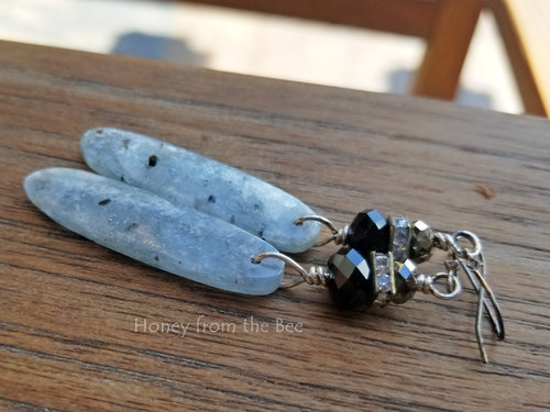 Crystal and Kyanite Drop Earrings