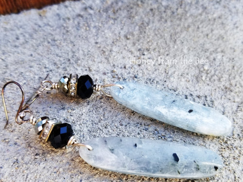 Crystal and Kyanite Drop Earrings