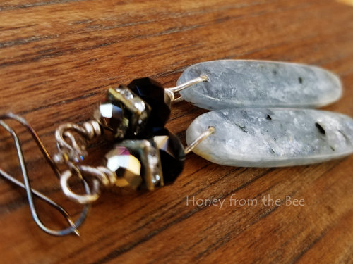 Crystal and Kyanite Drop Earrings