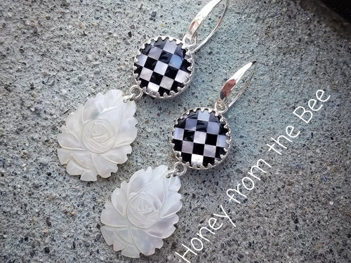 Black and white earrings