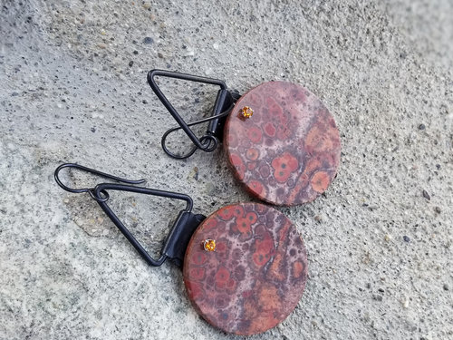 Circular gemstone earrings