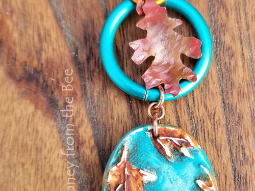 Teal and orange necklace