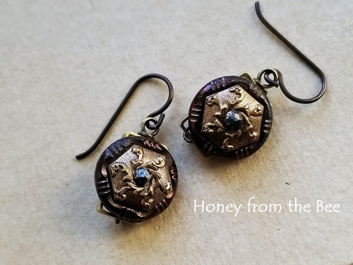 Antique button earrings