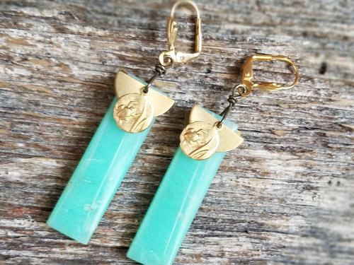 Gold and Celadon earrings