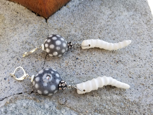 Black and white artisan earrings