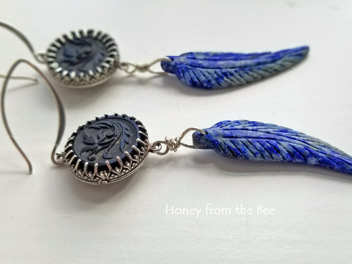 Lapis Lazuli feather earrings