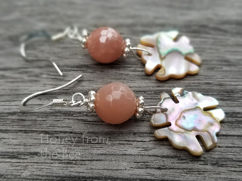 Peach moonstone earrings