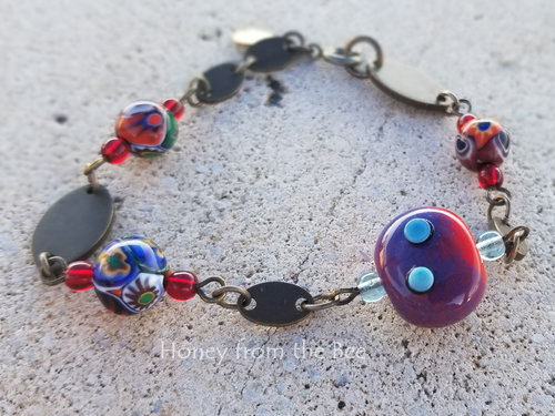 Red and blue bracelet
