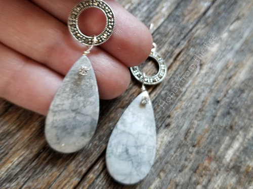 Marcasite and gemstone earrings
