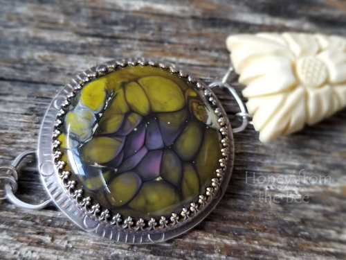 Green and purple artisan necklace