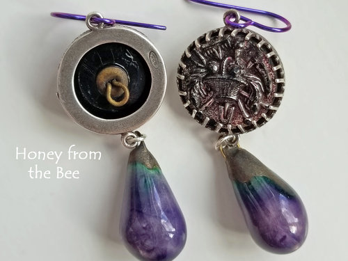 Victorian era black glass earrings