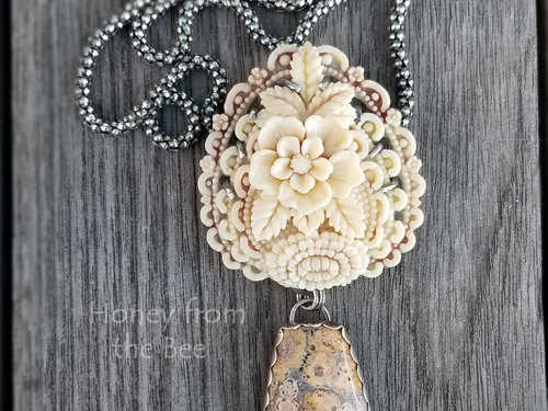Cream and grey necklace