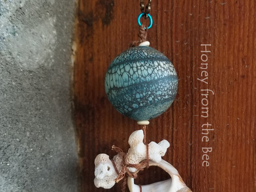 Lampwork and shells artisan pendant