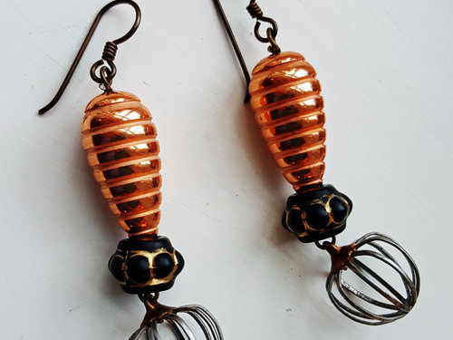 Art earrings with an industrial feel