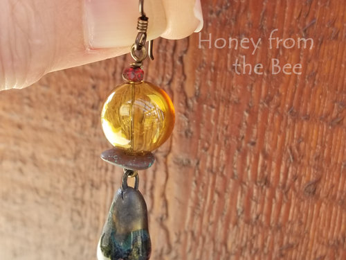 Amber rustic earrings