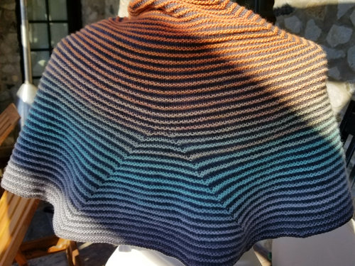 Teal and orange shawl