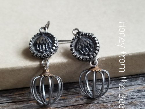 Antique button earrings