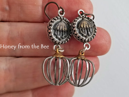Silver and brass earrings