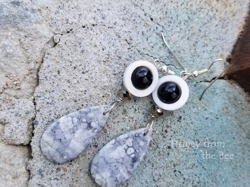 Black and white artisan earrings