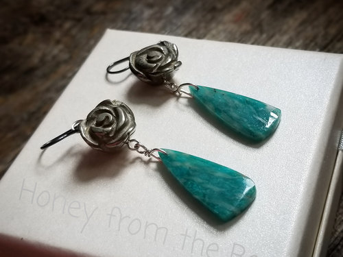 Green and Silver earrings