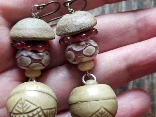 Vintage button earrings