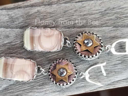 Antique mother of pearl button earrings