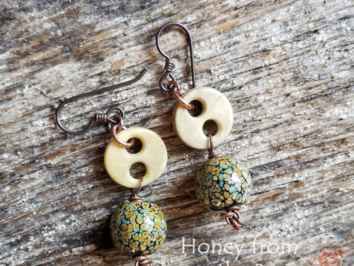 Antique button Earrings